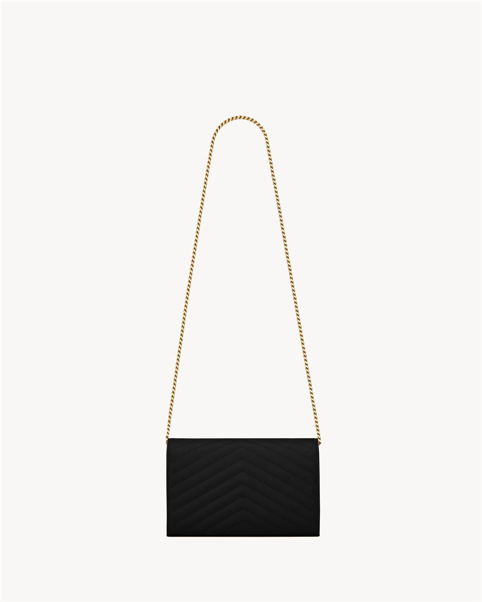 classic cassandre chain wallet in grain de poudre leather-SAINT LAURENT-Verso