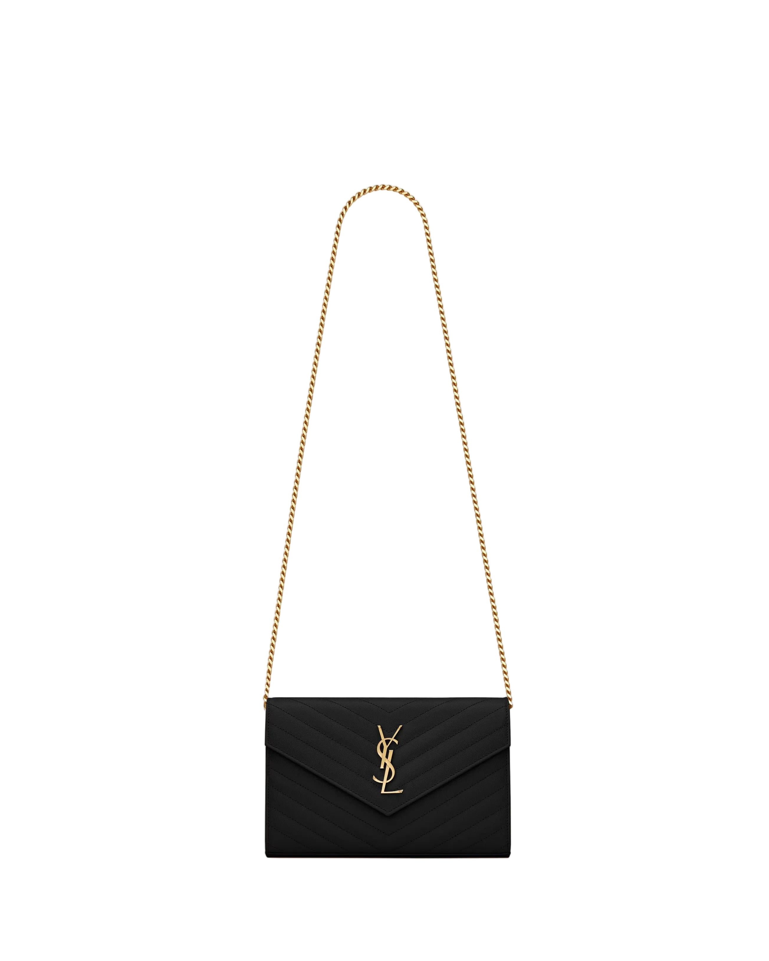 Classic cassandre chain wallet in grain de poudre leather-SAINT LAURENT-313333-TU-Verso