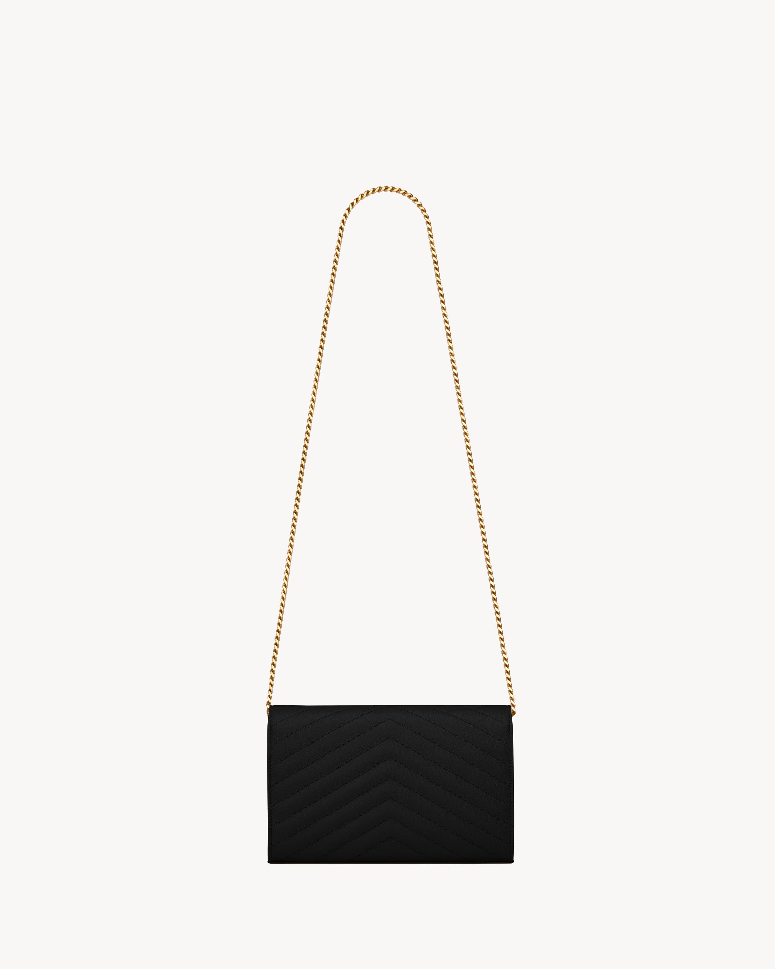 Classic cassandre chain wallet in grain de poudre leather-SAINT LAURENT-Verso