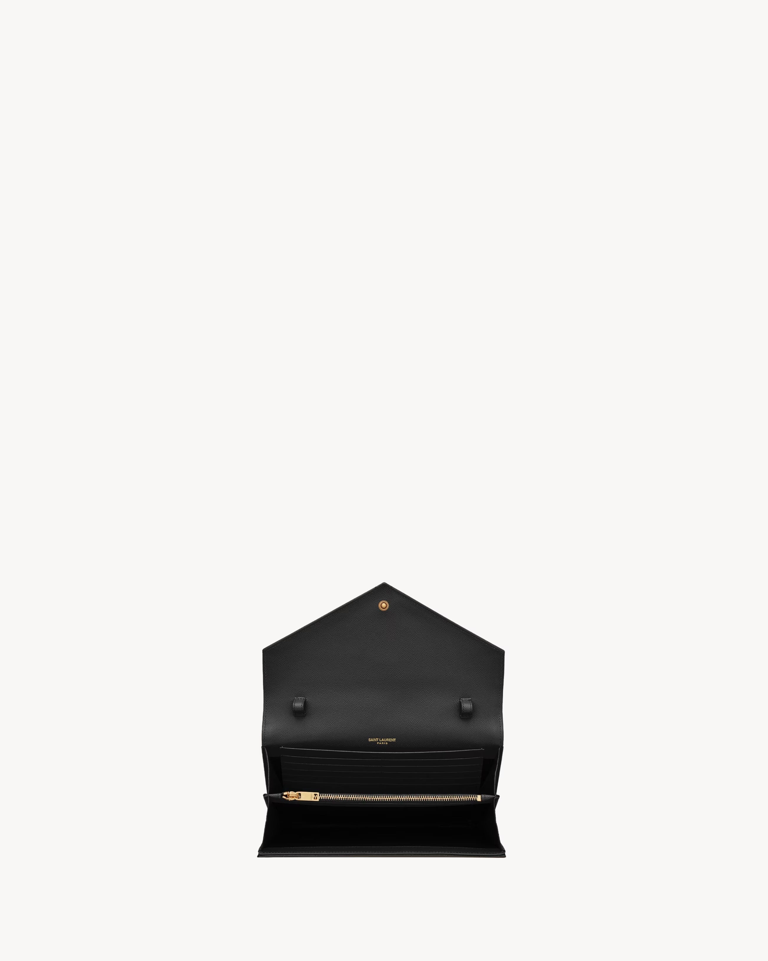 Classic cassandre chain wallet in grain de poudre leather-SAINT LAURENT-Verso