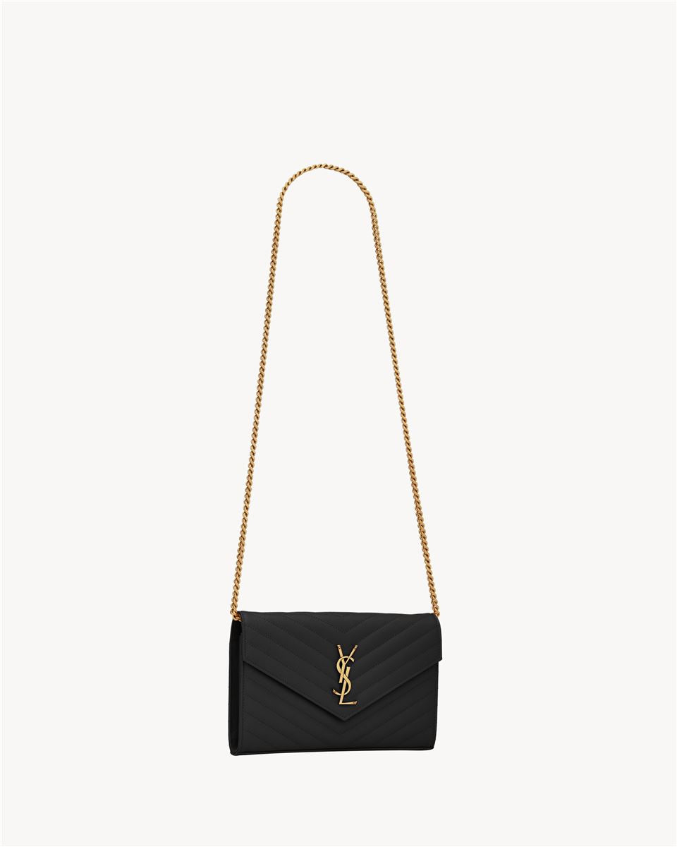 classic cassandre chain wallet in grain de poudre leather-SAINT LAURENT-Verso