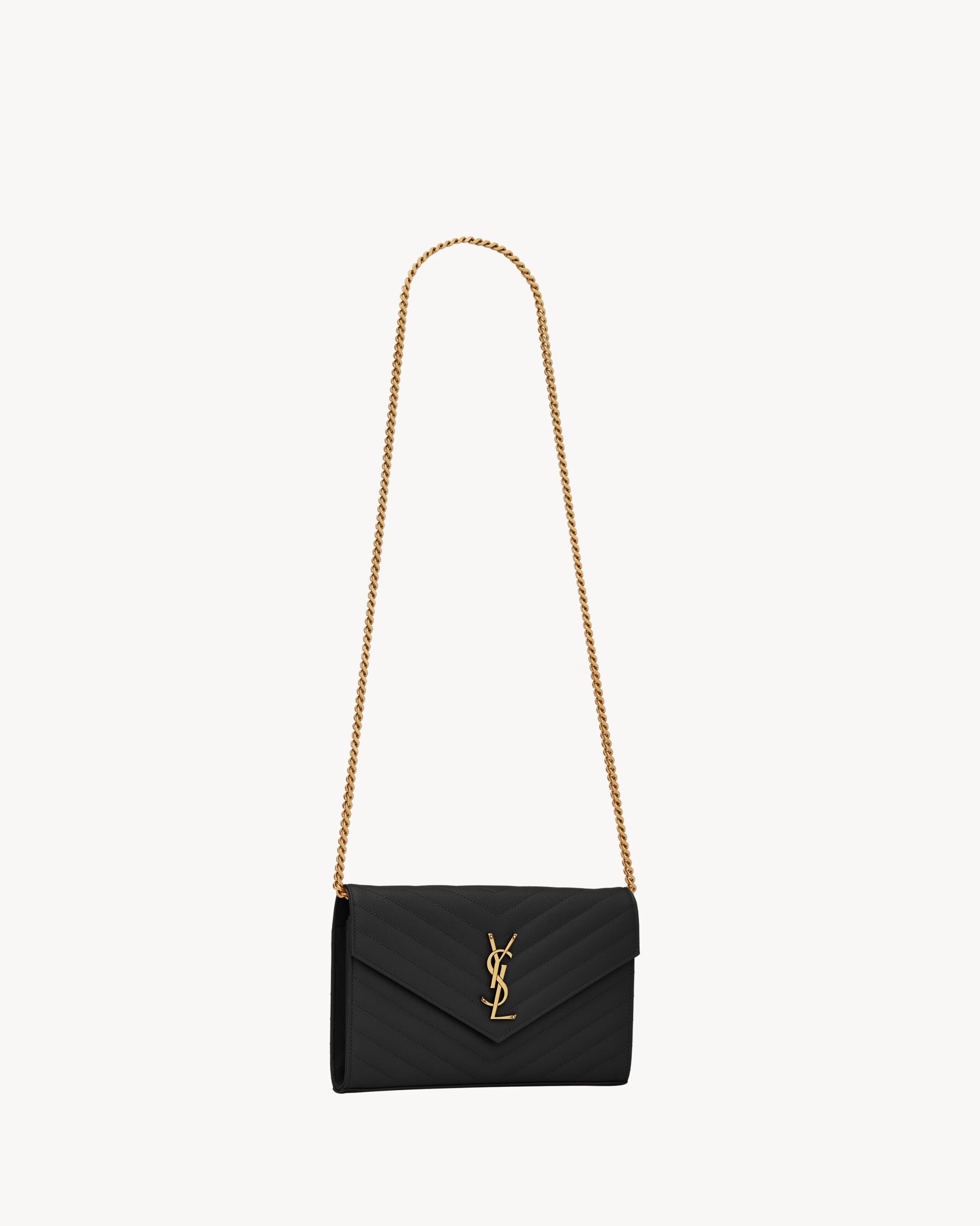 Classic cassandre chain wallet in grain de poudre leather-SAINT LAURENT-Verso
