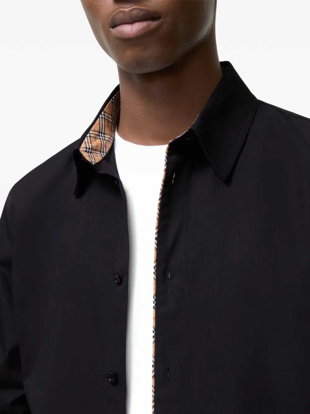 Classic-fit check piping cotton poplin shirt-BURBERRY-Verso