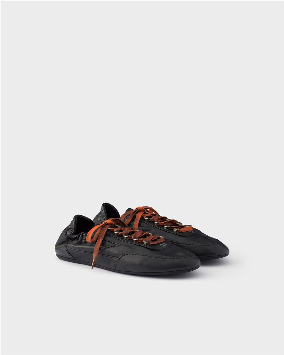 Collapse Antiqued Nappa Leather Sneakers with Hooks-PRADA-Verso