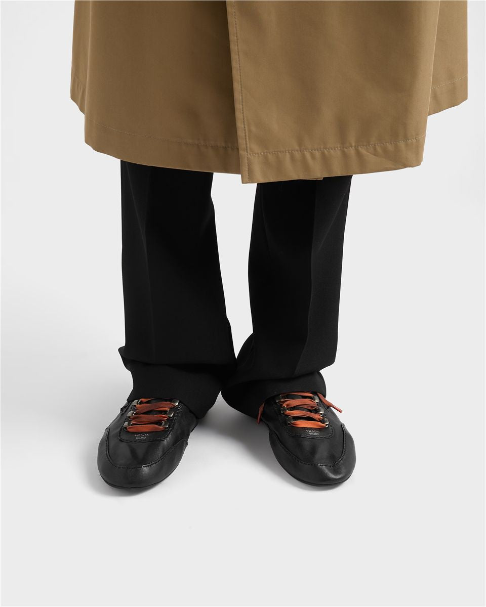 Collapse Antiqued Nappa Leather Sneakers with Hooks-PRADA-Verso