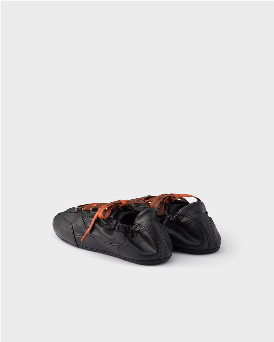 Collapse Antiqued Nappa Leather Sneakers with Hooks-PRADA-Verso
