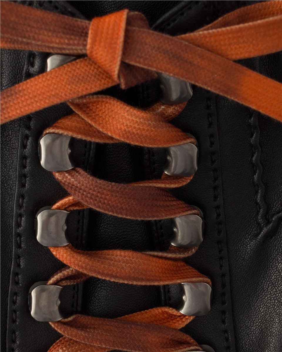 Collapse Antiqued Nappa Leather Sneakers with Hooks-PRADA-Verso