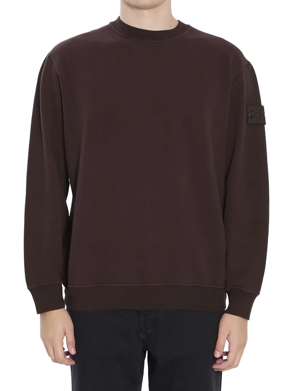 Comfort-fit Crewneck Sweatshirt with Ribbed Trims-STONE ISLAND-Verso