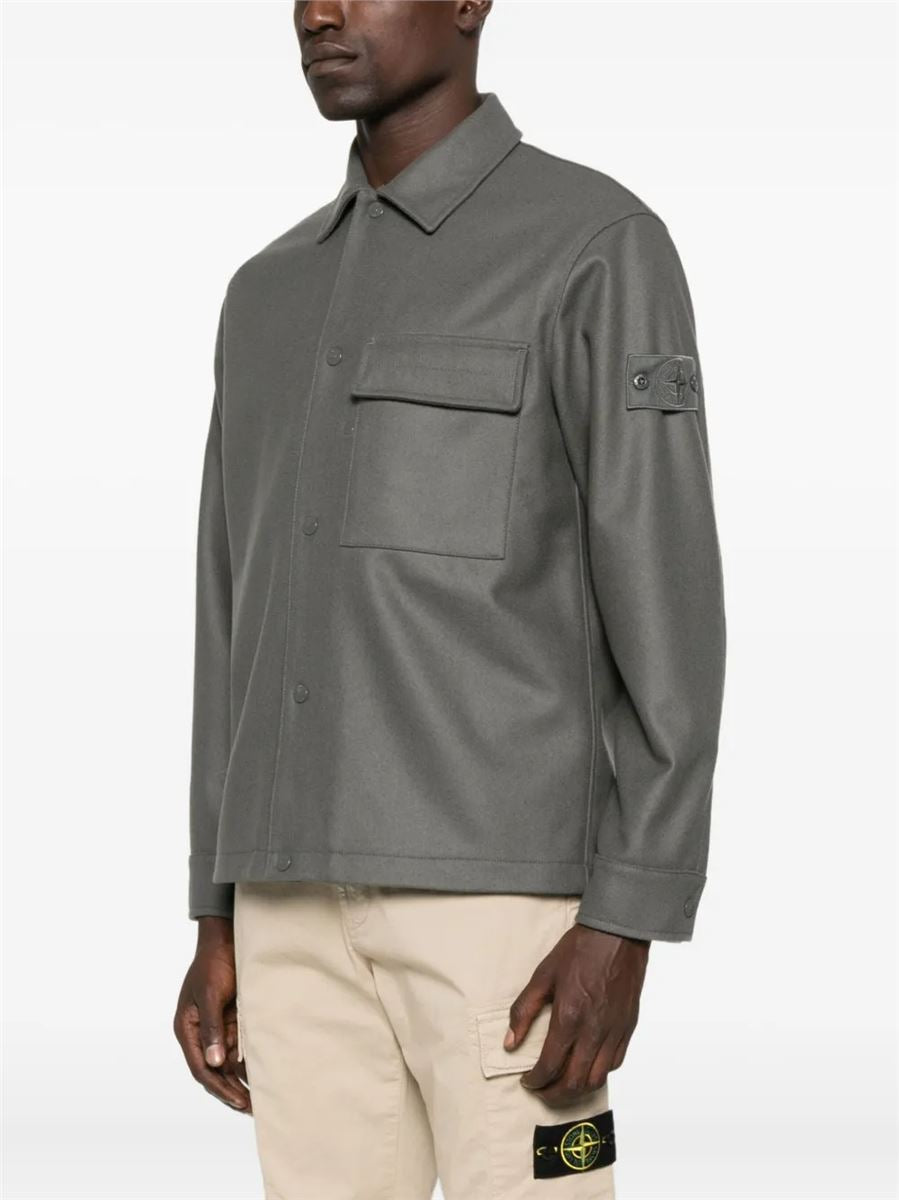 Comfort-fit overshirt with chest pocket and nylon lining-STONE ISLAND-Verso