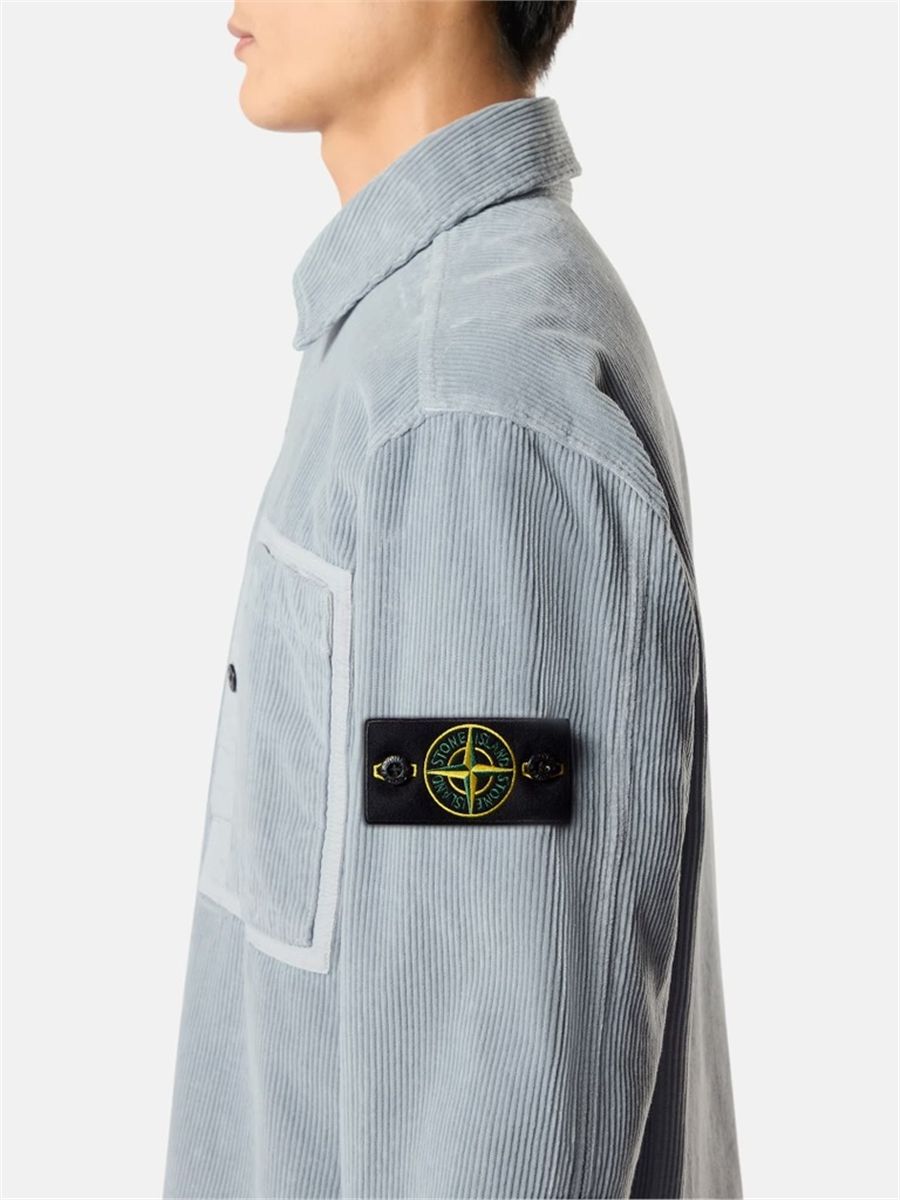 Comfort-fit snap-front overshirt with chest pocket-STONE ISLAND-Verso