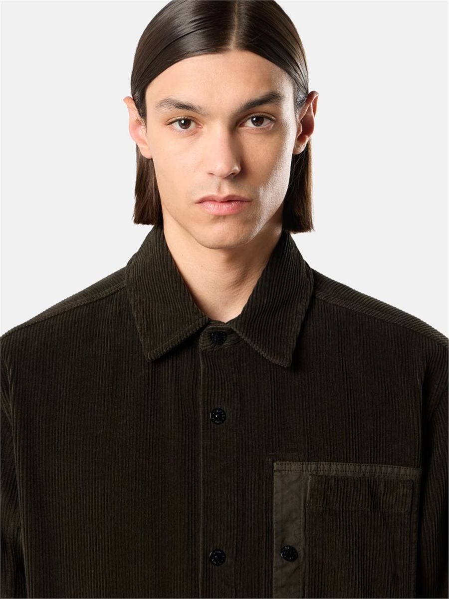 Comfort-fit snap-front overshirt with chest pocket-STONE ISLAND-Verso