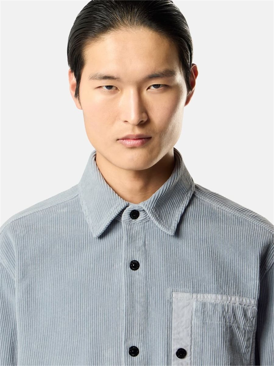 Comfort-fit snap-front overshirt with chest pocket-STONE ISLAND-Verso