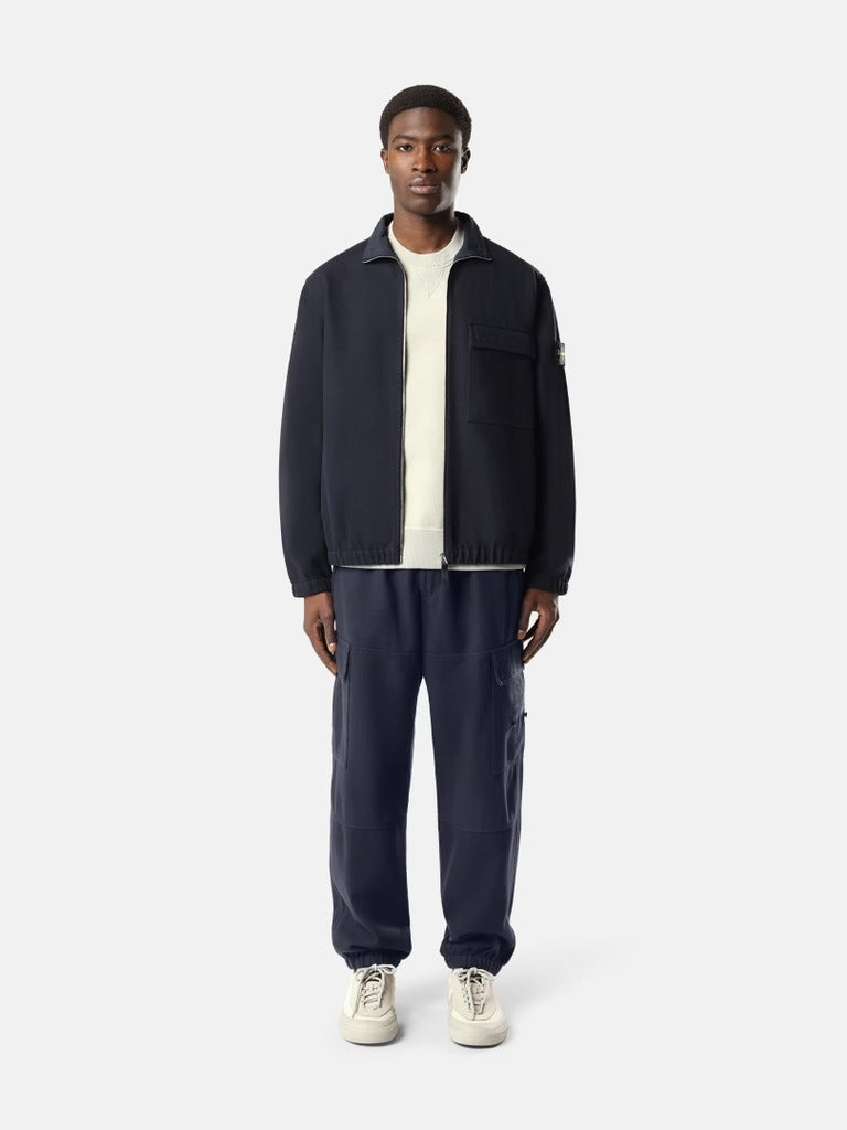 Comfort-fit zip-up overshirt with elasticated cuffs-STONE ISLAND-Verso