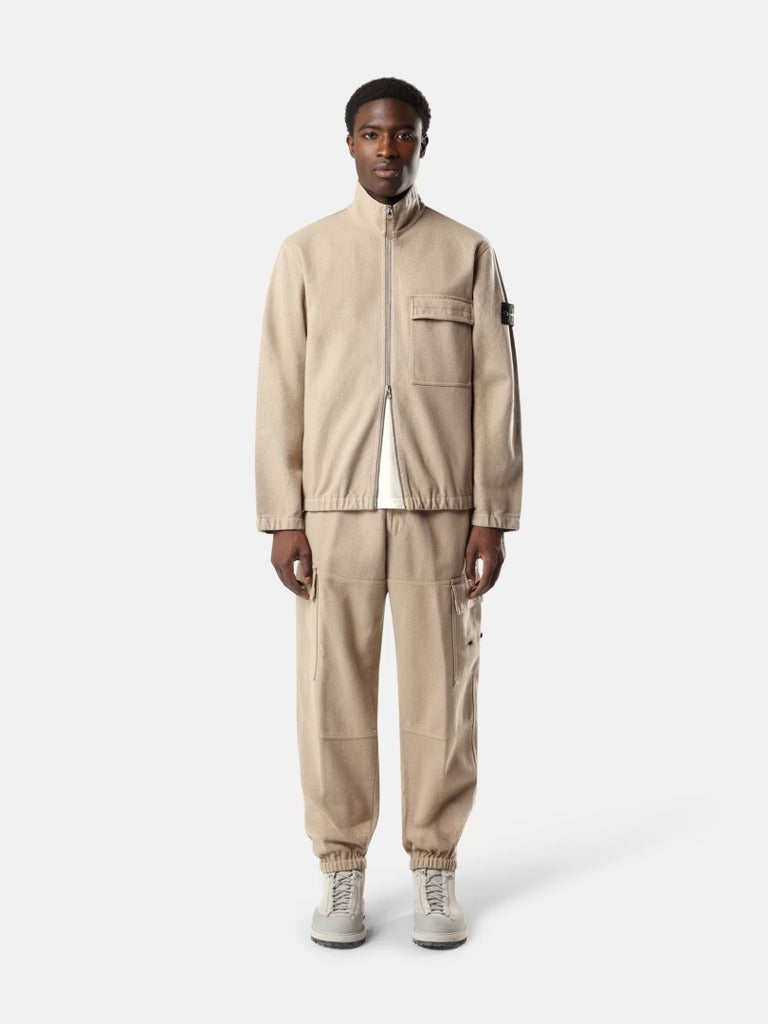 Comfort-fit zip-up overshirt with elasticated cuffs-STONE ISLAND-Verso