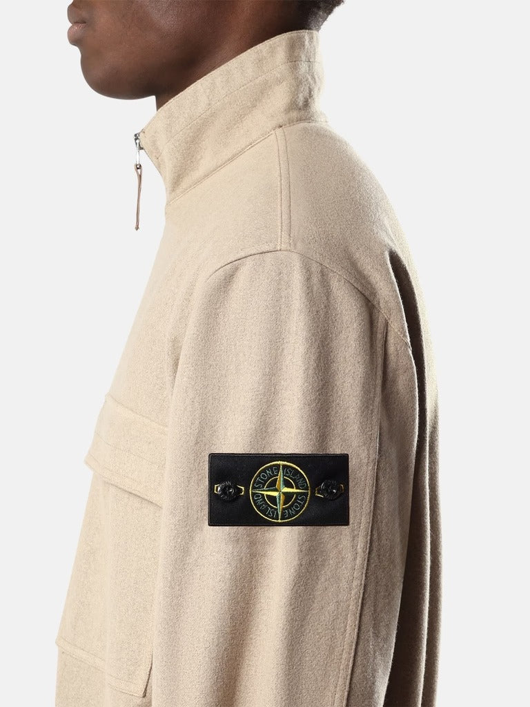 Comfort-fit zip-up overshirt with elasticated cuffs-STONE ISLAND-Verso
