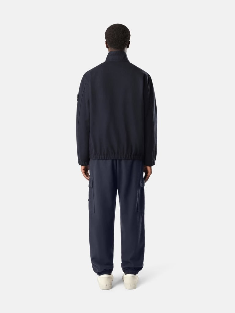 Comfort-fit zip-up overshirt with elasticated cuffs-STONE ISLAND-Verso
