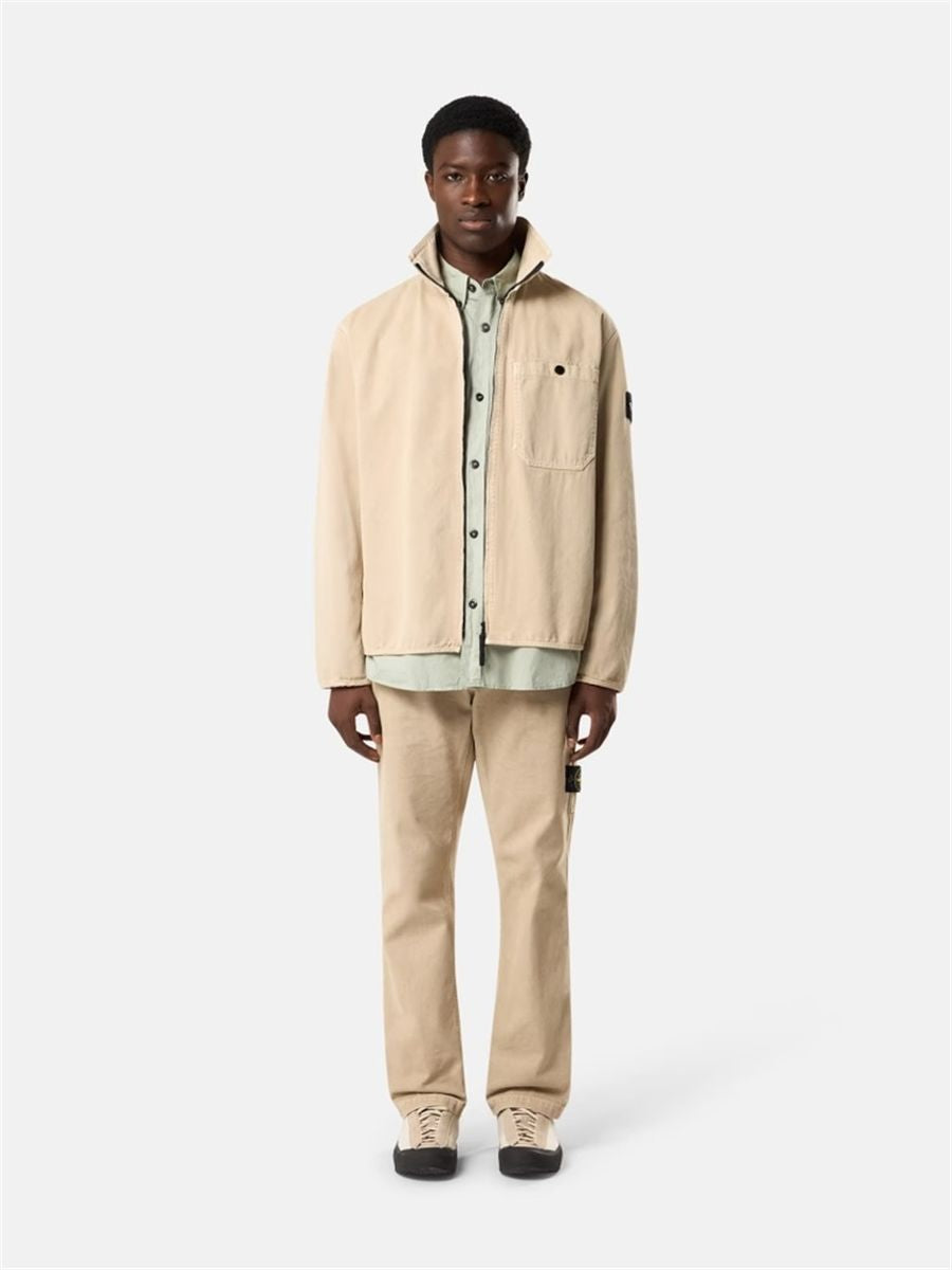 Comfort-fit zip-up overshirt with pocket-STONE ISLAND-Verso