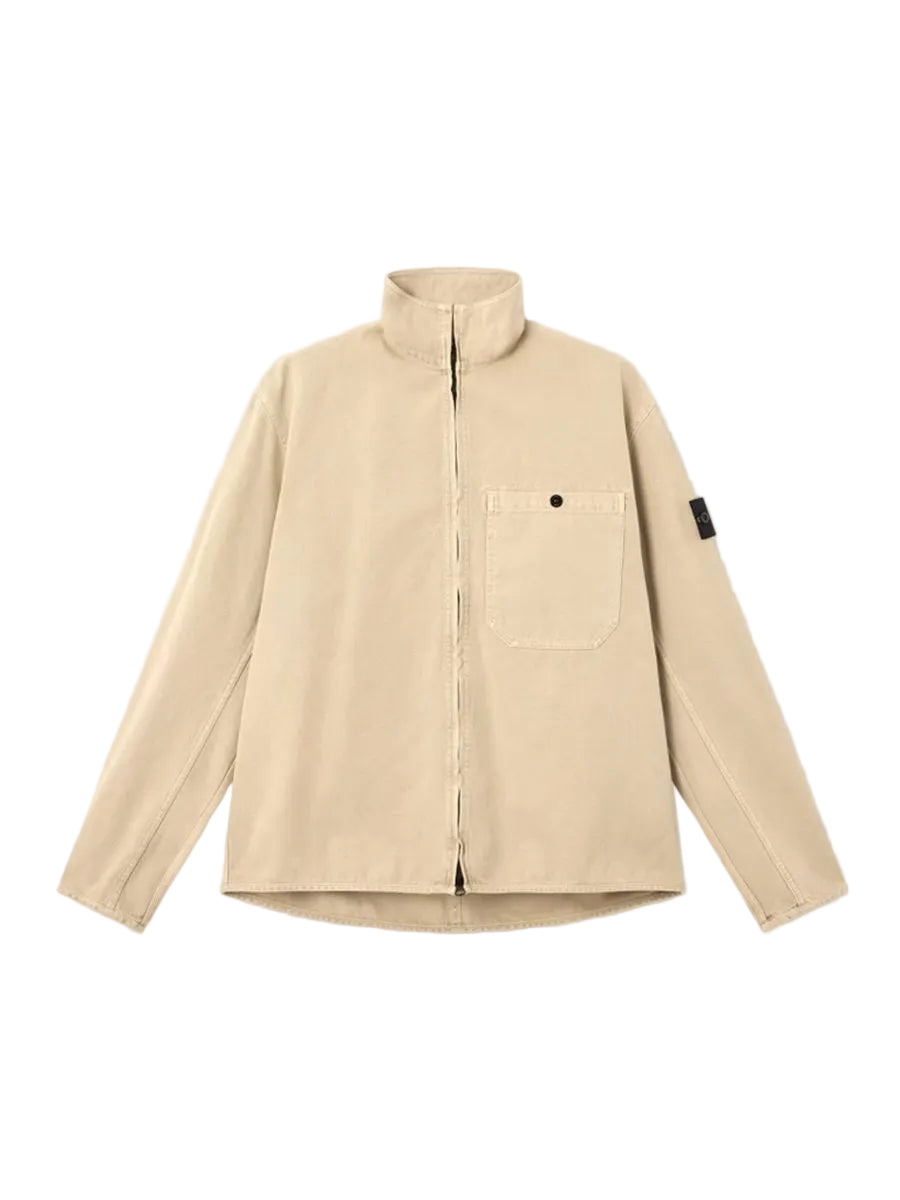 Comfort-fit zip-up overshirt with pocket-STONE ISLAND-Verso
