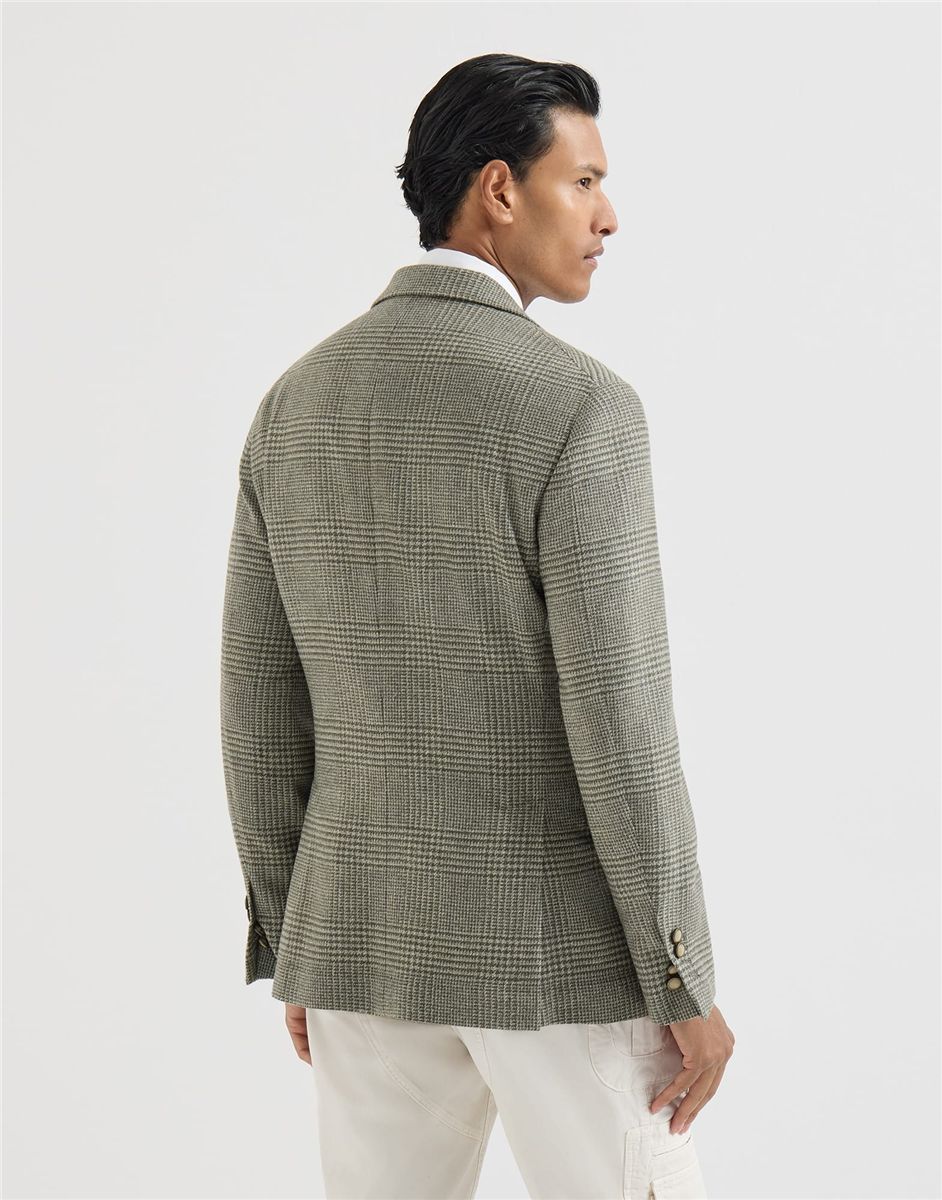 Comfort Wool and Cashmere Prince of Wales Flannel Deconstructed Blazer-BRUNELLO CUCINELLI-Verso
