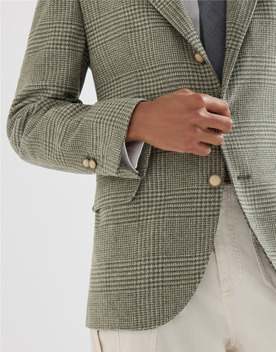 Comfort Wool and Cashmere Prince of Wales Flannel Deconstructed Blazer-BRUNELLO CUCINELLI-Verso