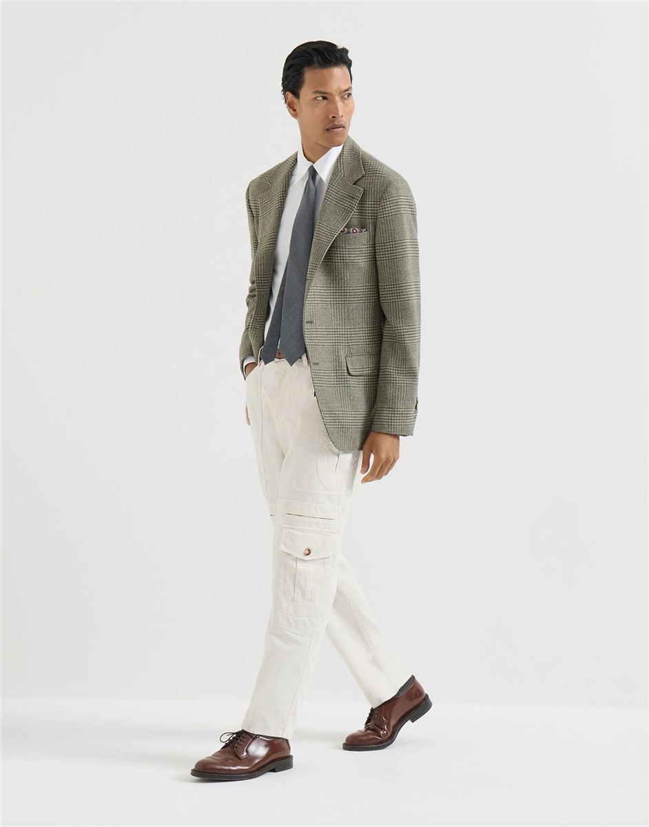 Comfort Wool and Cashmere Prince of Wales Flannel Deconstructed Blazer-BRUNELLO CUCINELLI-Verso