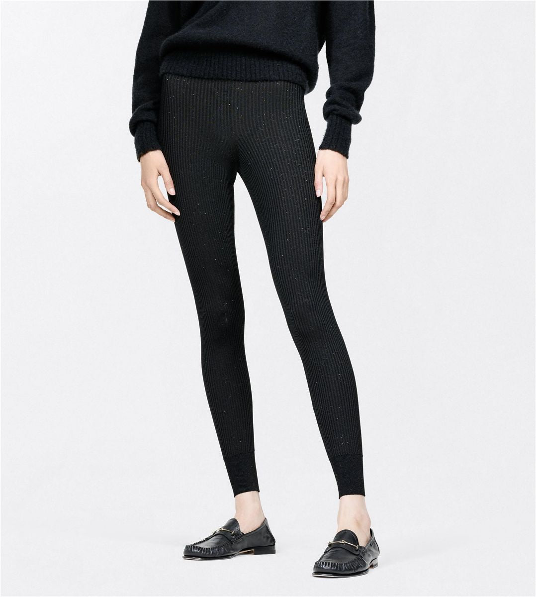 Compact lurex viscose mixed rib with micro sequins leggings-TOM FORD-Verso