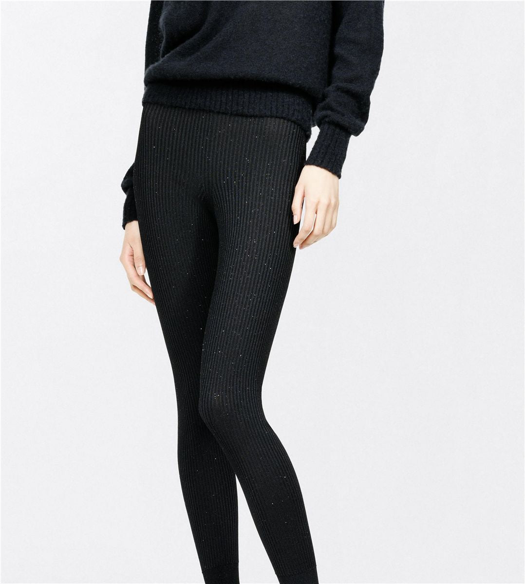 Compact lurex viscose mixed rib with micro sequins leggings-TOM FORD-Verso