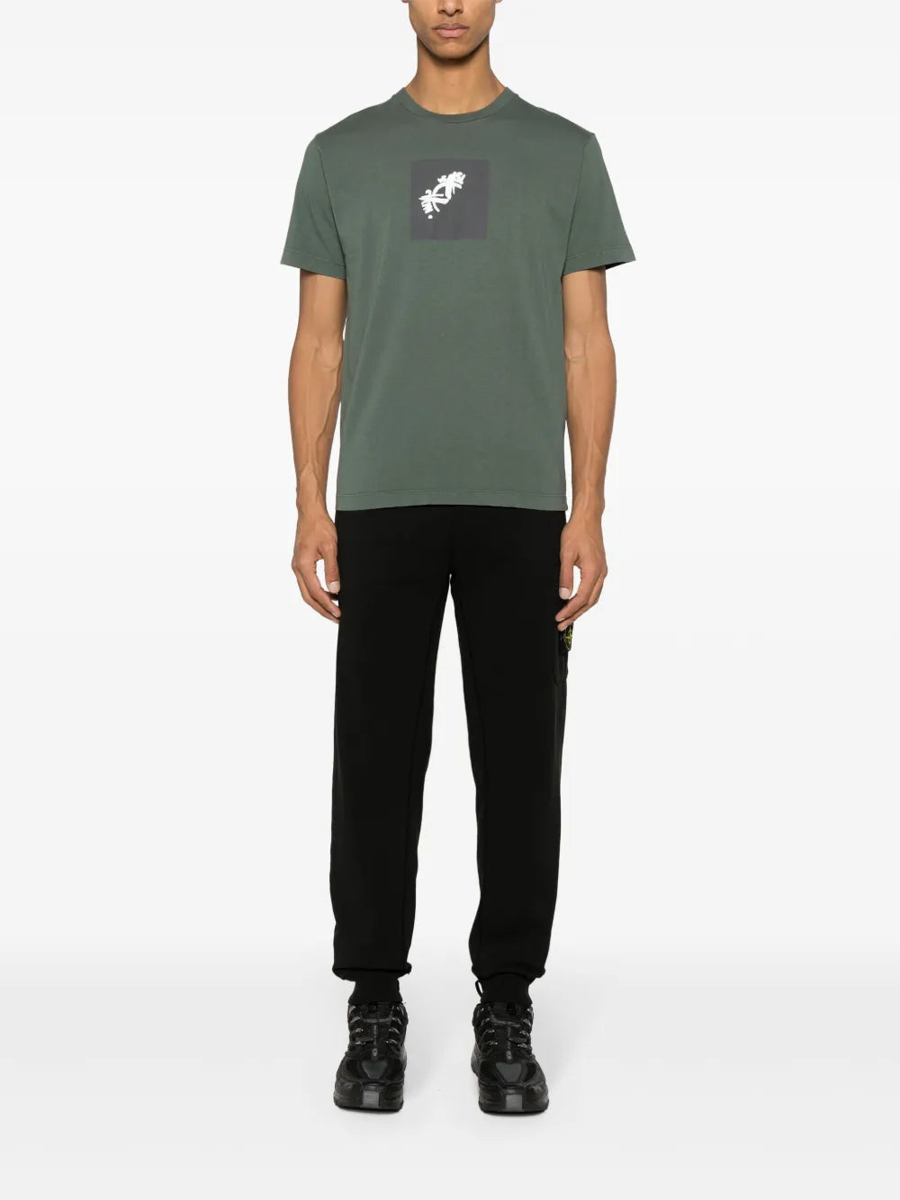 Compass-appliqué cotton track pants-STONE ISLAND-Verso