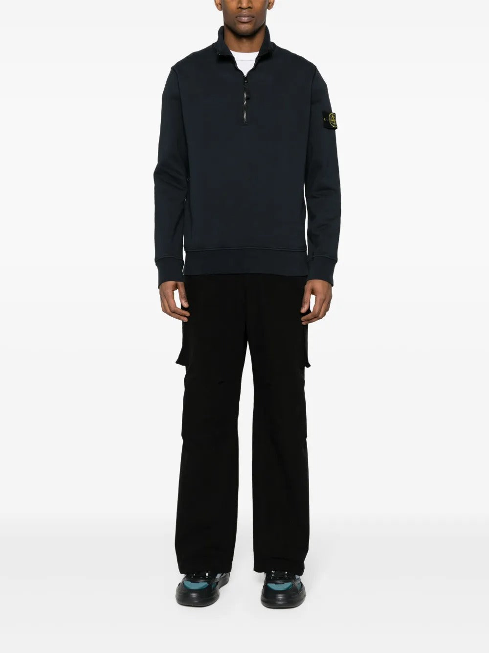 Compass-patch Zip-up Sweatshirt-STONE ISLAND-Verso