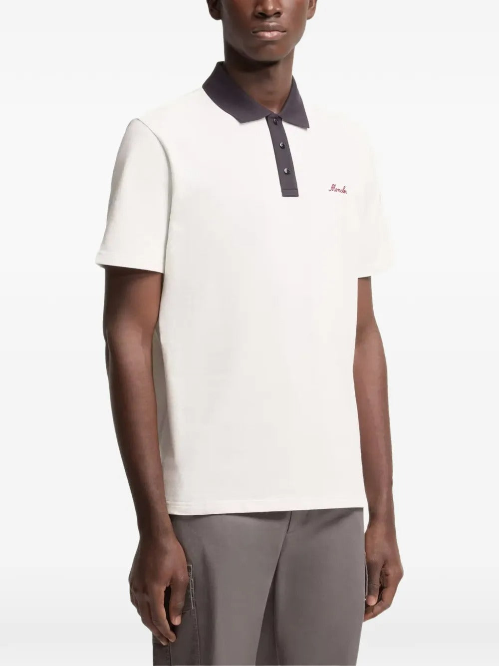 Contrast-collar logo polo shirt-MONCLER-Verso