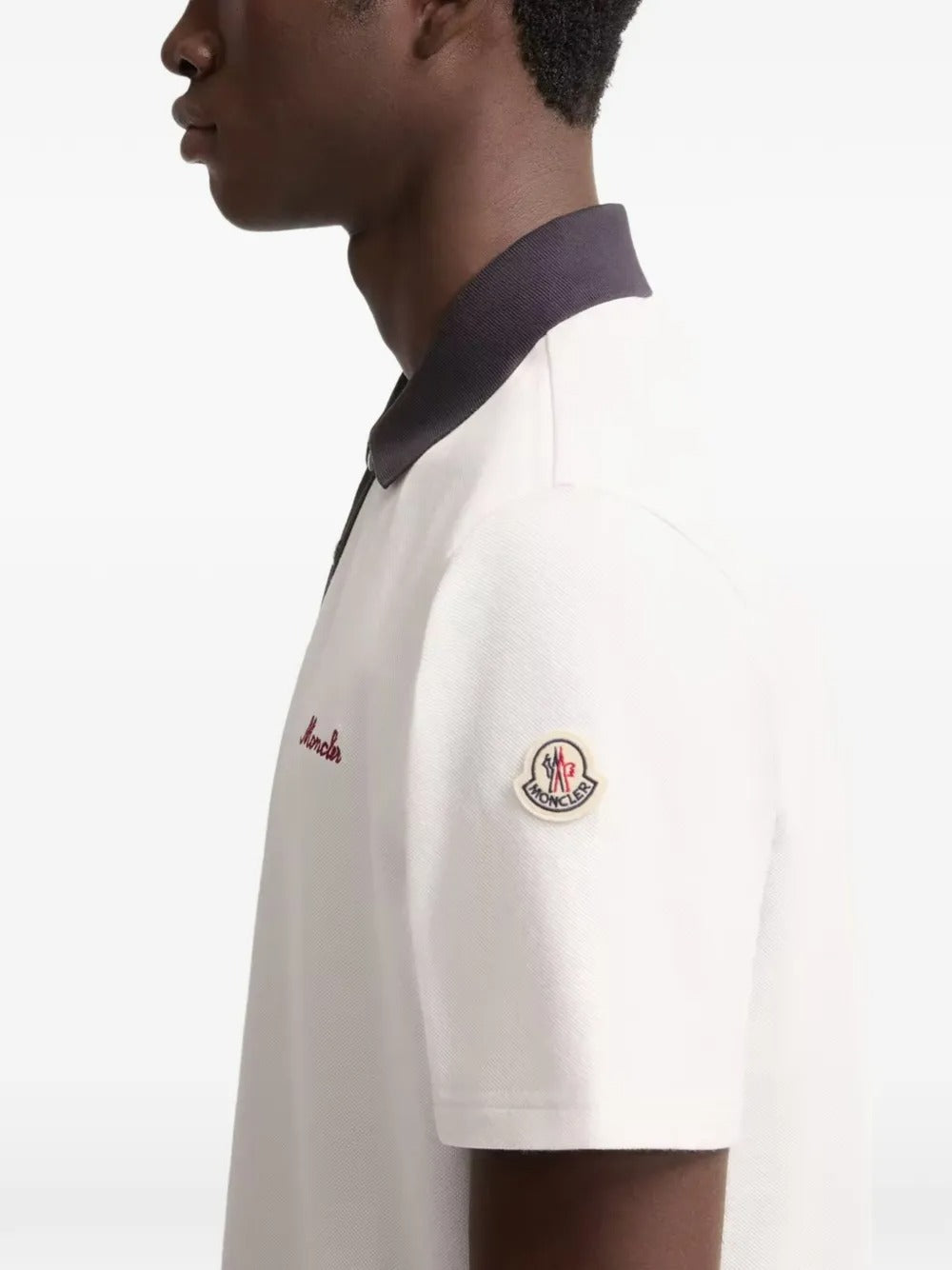 Contrast-collar logo polo shirt-MONCLER-Verso
