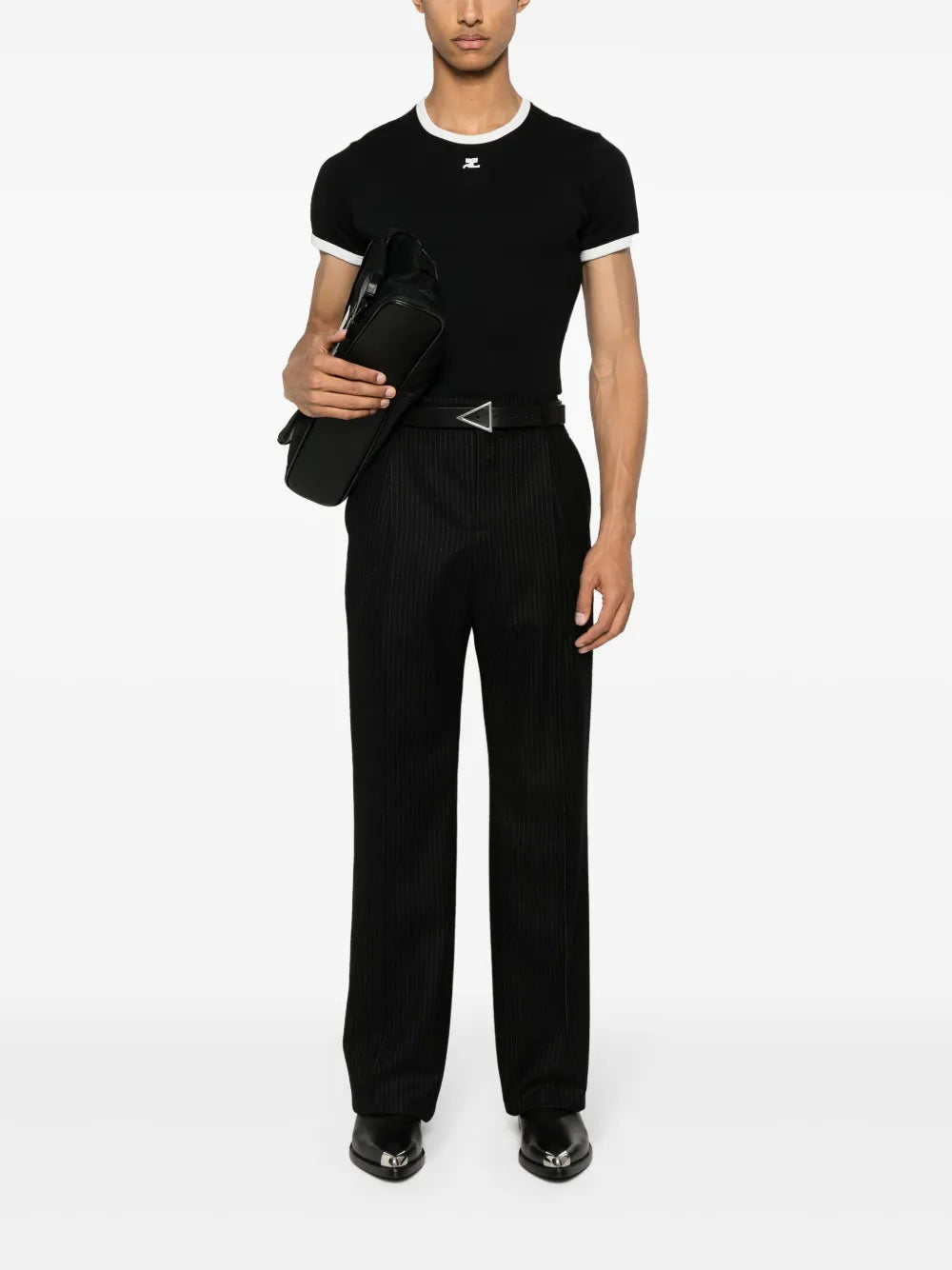 Contrast cotton t-shirt-COURRÈGES-Verso