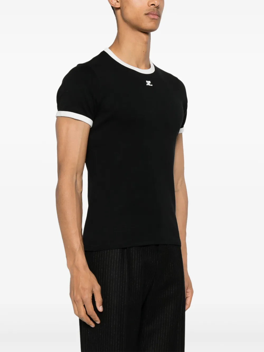 Contrast cotton t-shirt-COURRÈGES-Verso