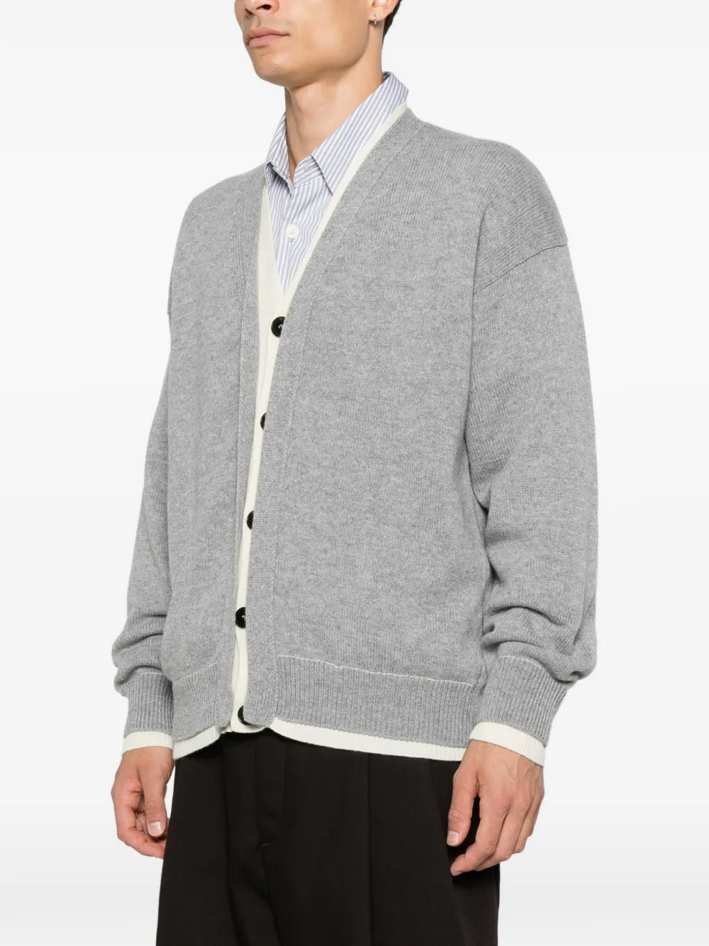 Amaranto contrast-trim button-up cardigan-AMARÁNTO-Verso