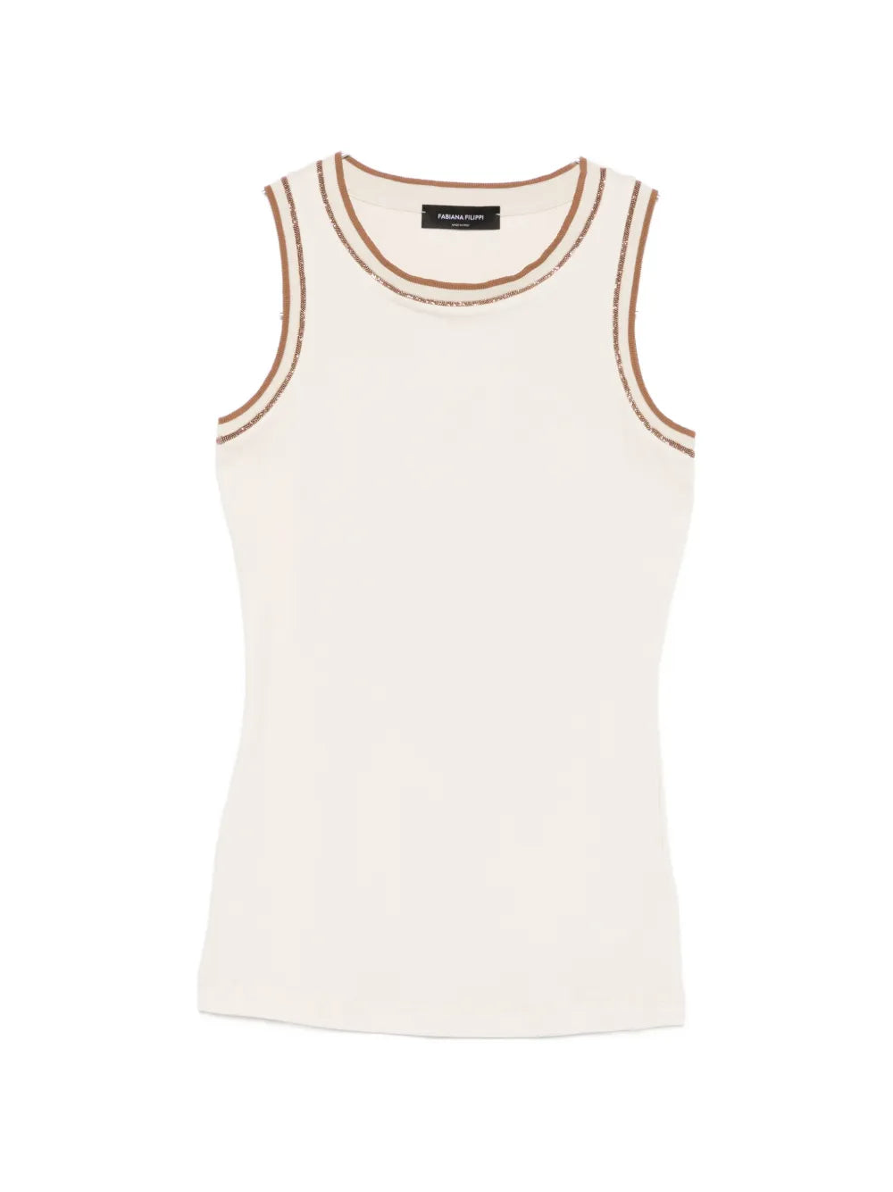 Contrast-trim sleeveless tank top-FABIANA FILIPPI-Verso