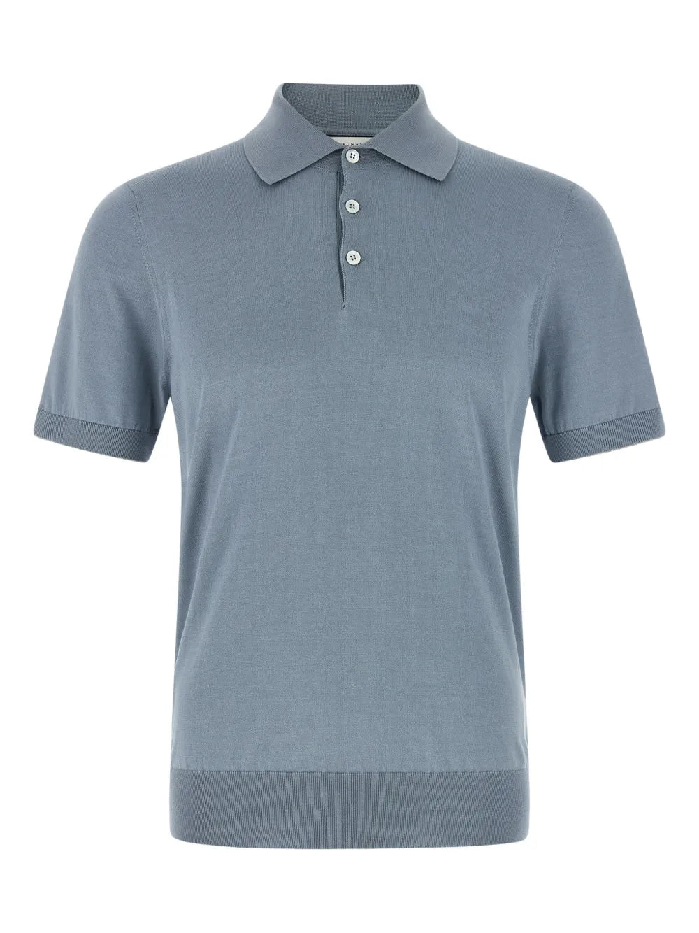 Contrasting-piping cotton polo shirt-BRUNELLO CUCINELLI-Verso