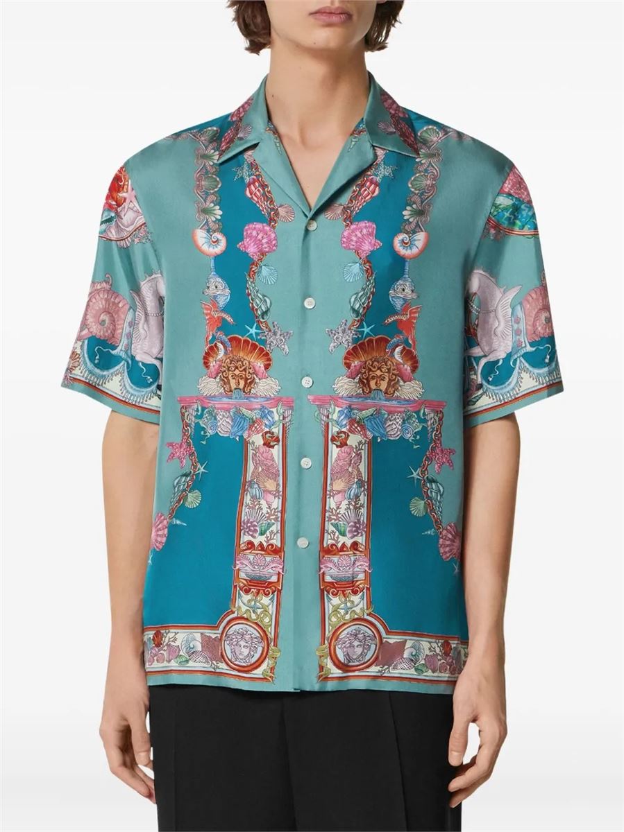 Coral theatre silk shirt-VERSACE-Verso