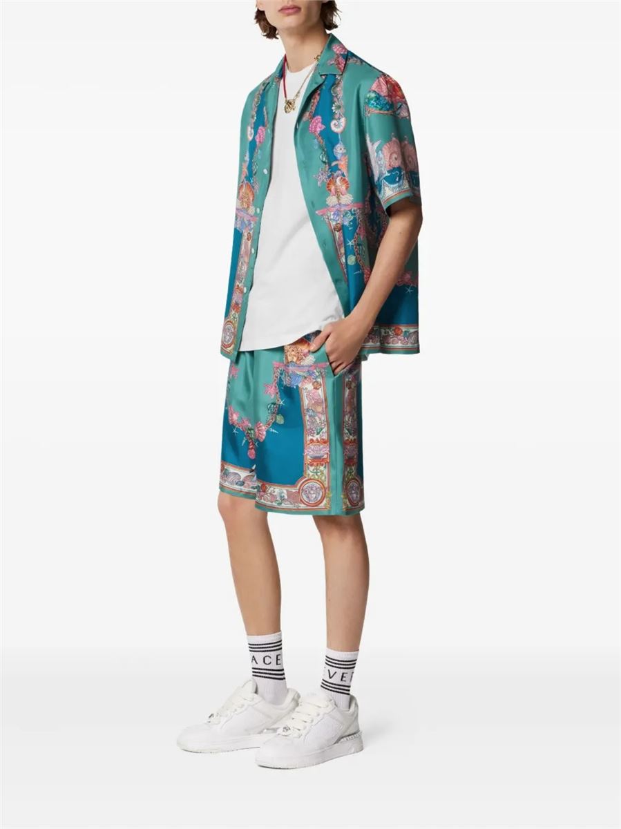 Coral theatre silk shorts-VERSACE-Verso