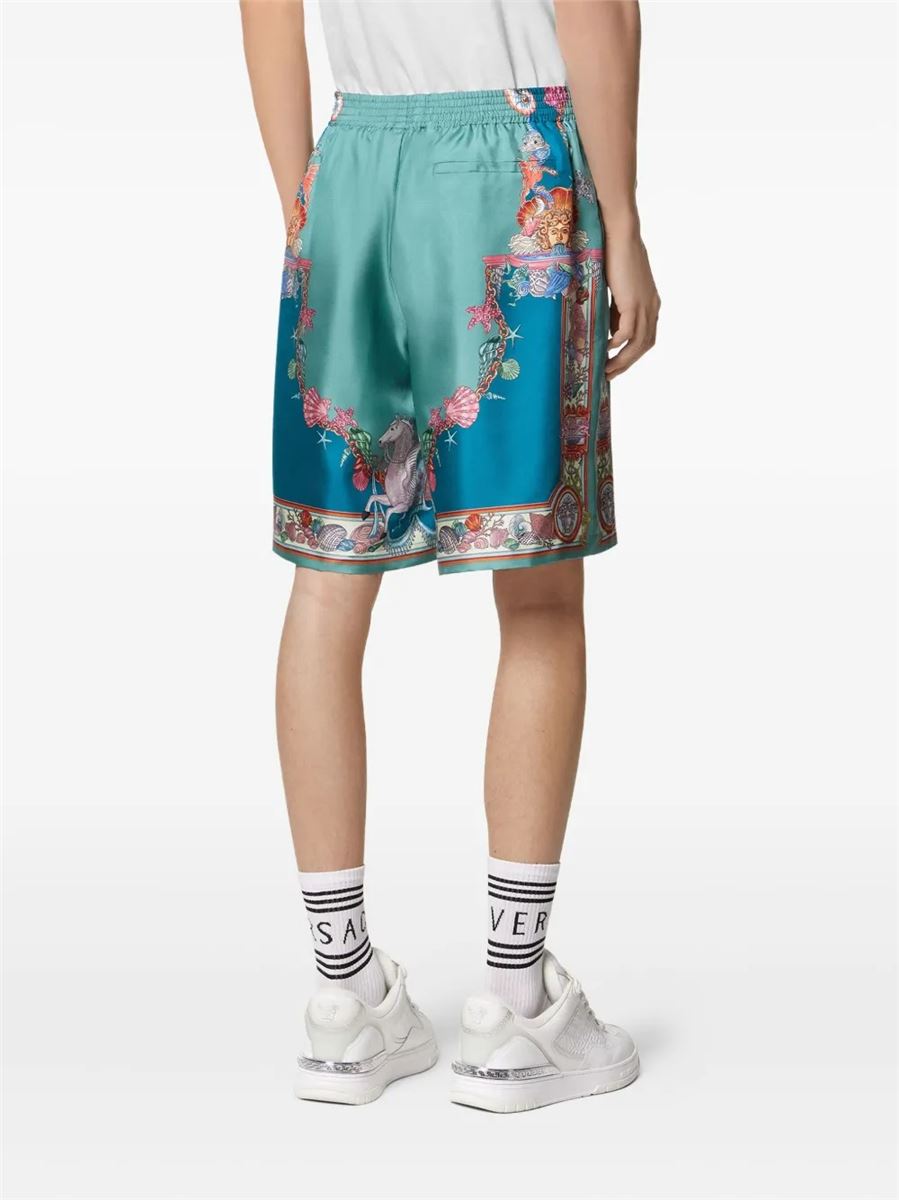 Coral theatre silk shorts-VERSACE-Verso
