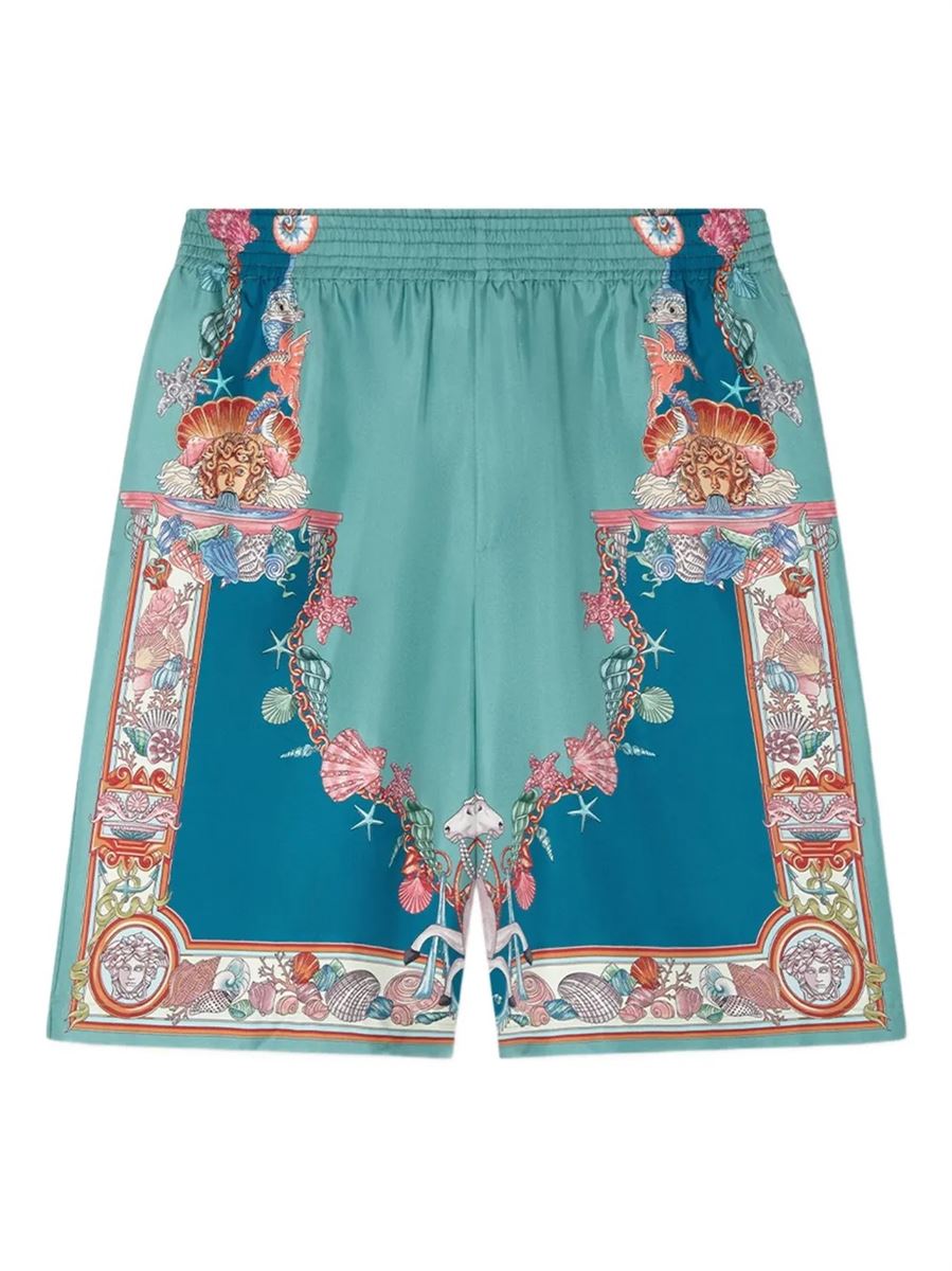 Coral theatre silk shorts-VERSACE-Verso