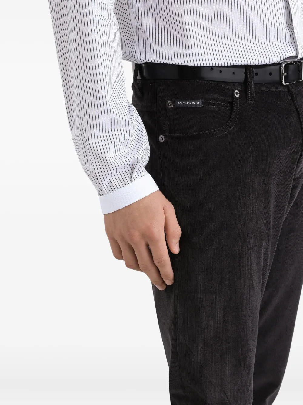 Corduroy logo-plaque trousers-DOLCE & GABBANA-Verso