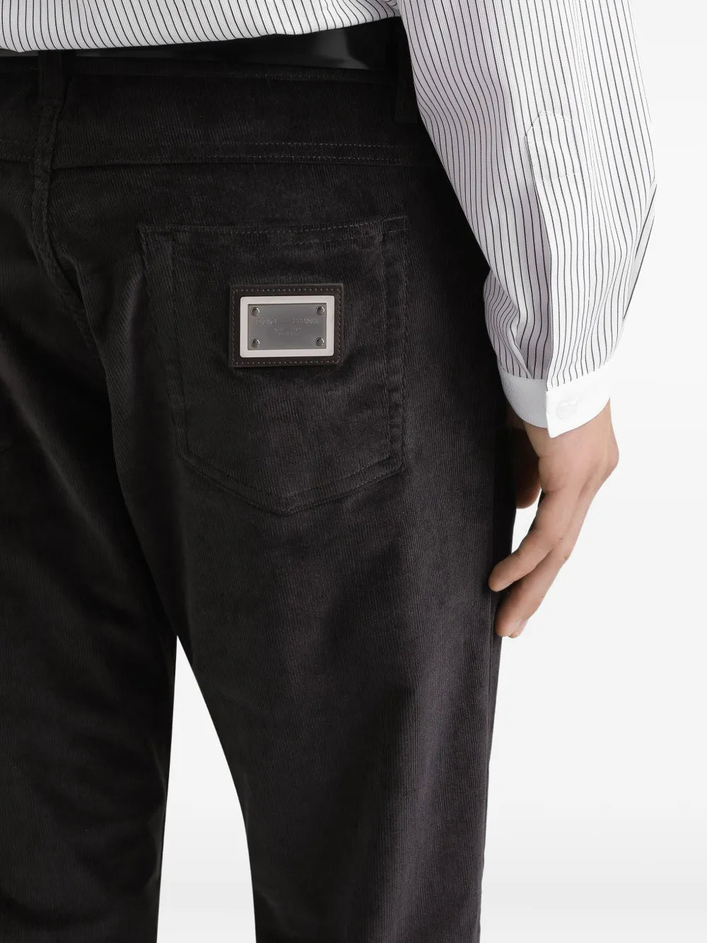 Corduroy logo-plaque trousers-DOLCE & GABBANA-Verso