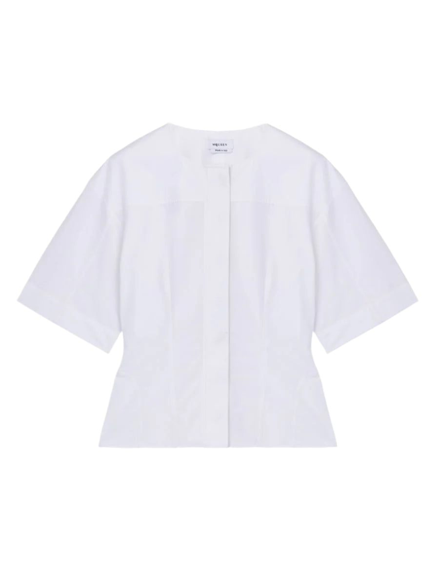CORSET POPLIN SHIRT IN OPTICAL WHITE-A. MCQUEEN-Verso