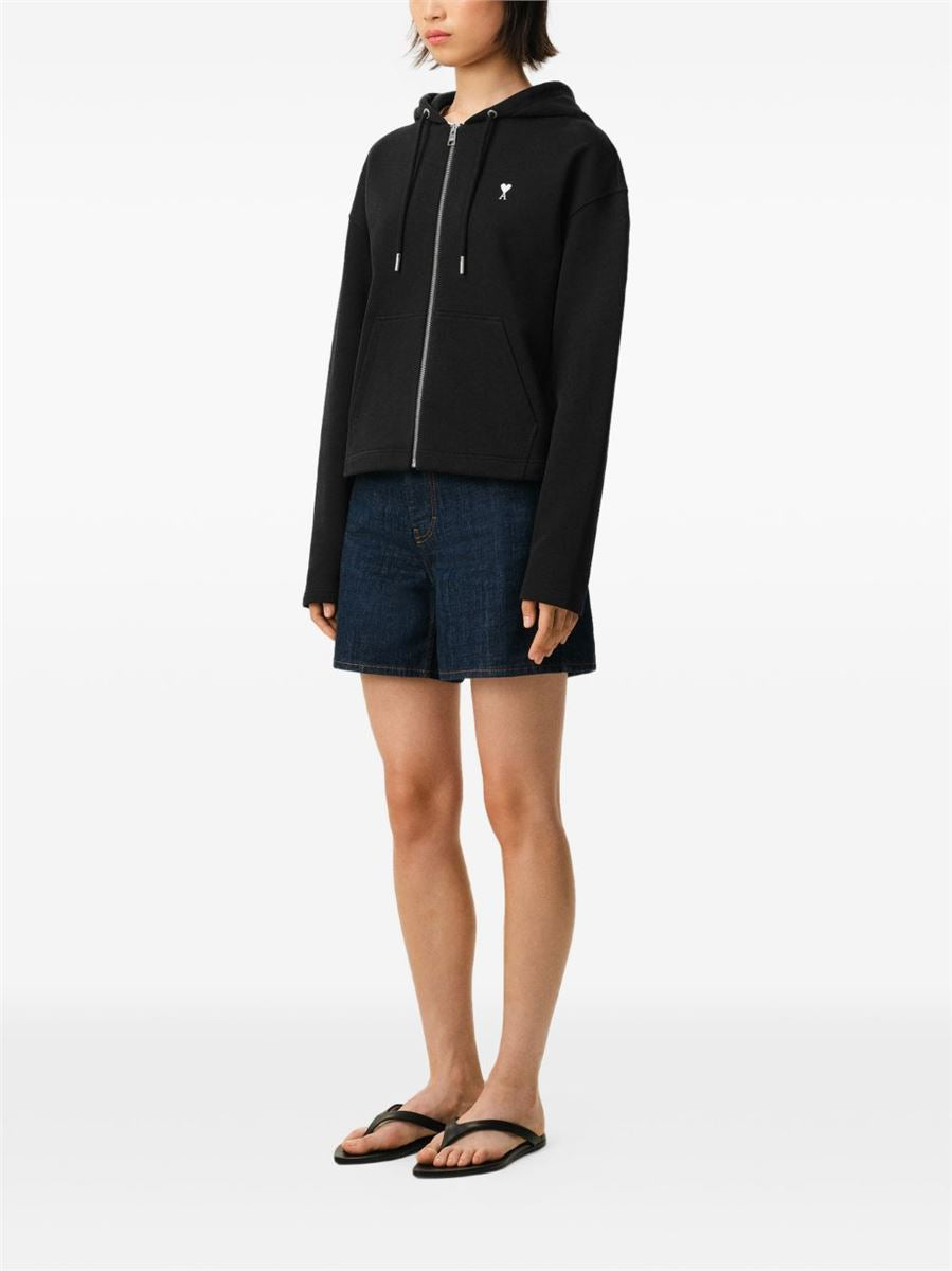 Cotton ami de coeur zipped hoodie-AMI-Verso
