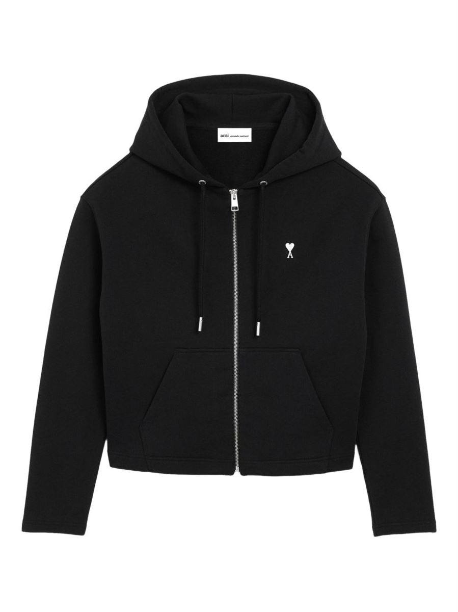 Cotton ami de coeur zipped hoodie-AMI-Verso