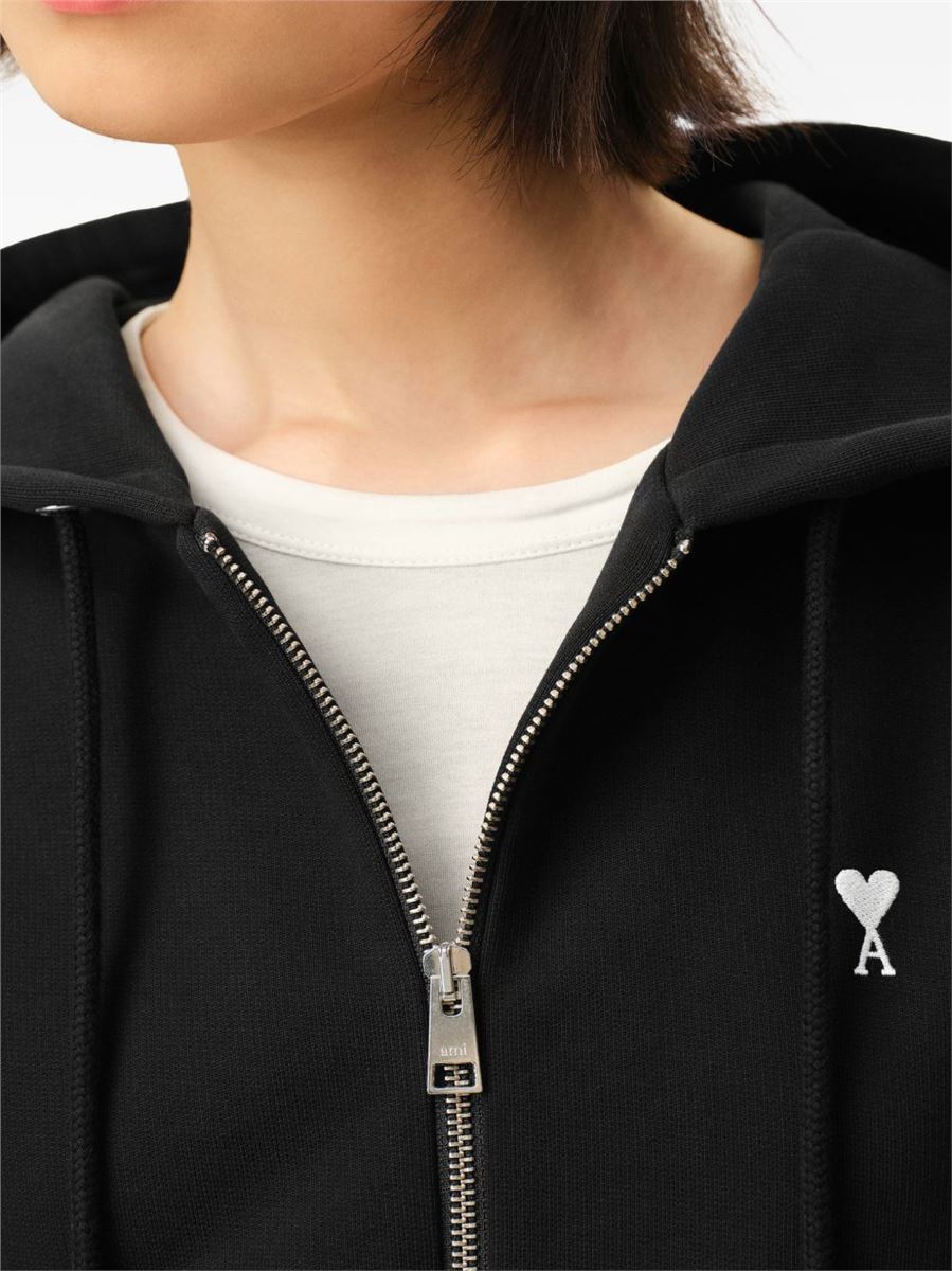 Cotton ami de coeur zipped hoodie-AMI-Verso