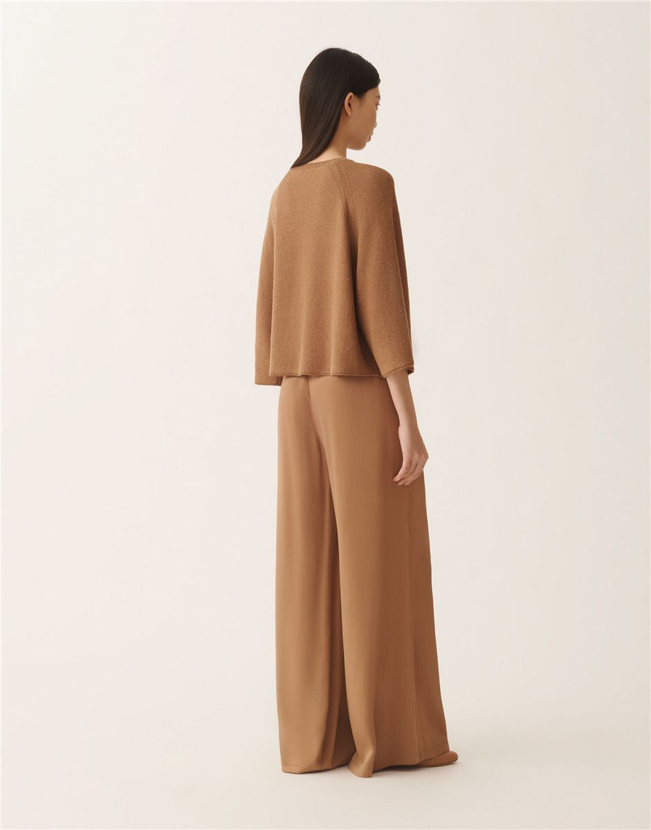 Cotton and linen cape with sequins-FABIANA FILIPPI-Verso