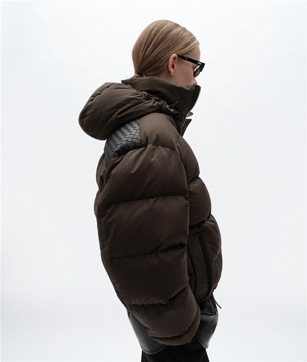 Cotton and nylon twill puffer jacket-BOTTEGA VENETA-Verso