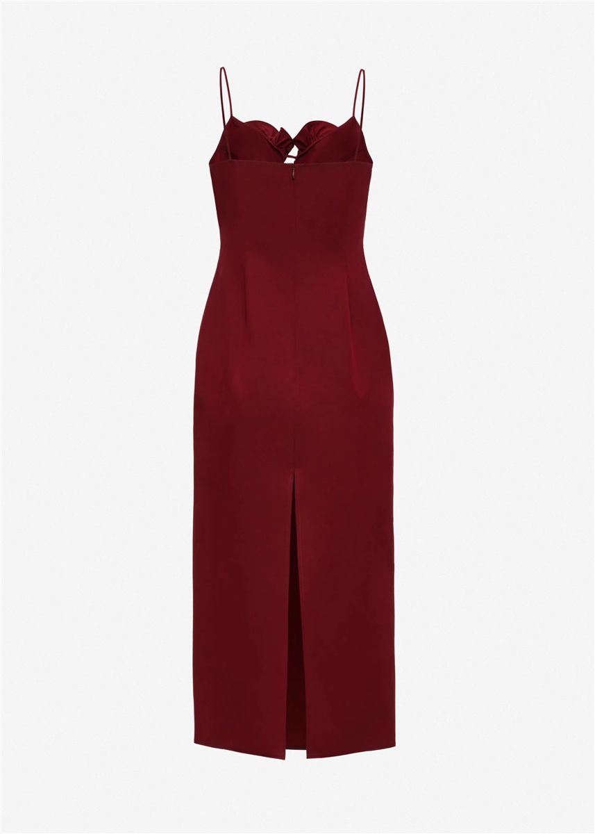 Cotton and silk flower-detail midi beach dress in burgundy-MAGDA BUTRYM-Verso