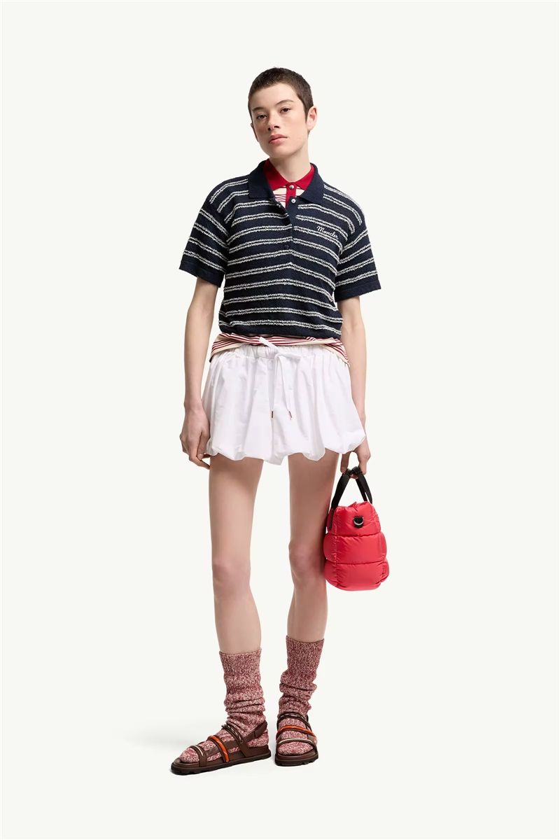 Cotton Blend Bouclé Crêpe Polo Shirt-MONCLER-Verso